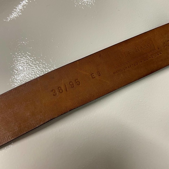 Cole Hahn Belt Leather w/ Gold Buckle Vintage Made in USA A2163 Size 38/95 - Picture 7 of 9